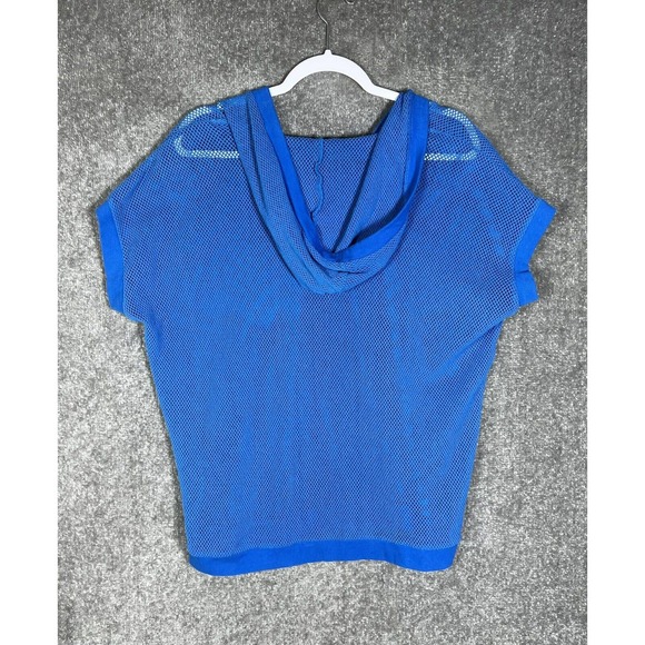 Weekends By Chicos Mesh Pullover Hoodie Swim Coverup Womens Sz 2 US Sz 12 Blue - Picture 2 of 7
